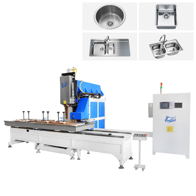 Hwashi Otomatik CNC Lavabo DC dikiş yuvarlama kaynak makinesi paslanmaz çelik mutfak lavabo kase yapma makinesi